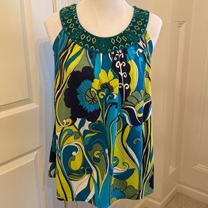 INC International Concepts Sleeveless Tank with Beaded Neckline Size M